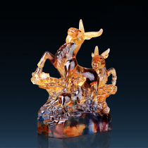 Sanyang Kaitai ornaments town house Zhaocai home furnishings glass crafts wine cabinet decorations ornaments Sanyang Kaitai