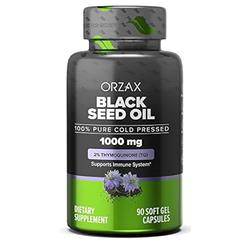 Orzax Black Seed Oil Capsules, 90 일 공급, 2% Thymoque