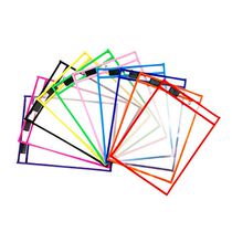 Color student rewritable set learning materials storage bag HD PET transparent reusable dry wipe bag