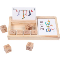 English Enlightenment Words Spelling Wooden Building Blocks Game with Cardboard Early Education Cognitive English Letters