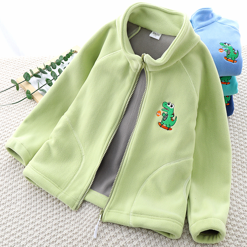 Boys' Fleece Jacket, Spring and Autumn Style, Stand-Up Collar, Polar Fleece Casual Top, Children's Zip-Up Shirt, Baby Polar Fleece Sweatshirt