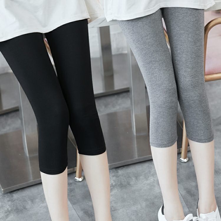 Summer Cropped Women's Leggings for Sports and Yoga, Thin, Slim-Fit, 7/8 Length, Stretchy, Plus Size, Versatile, Anti-Exposure