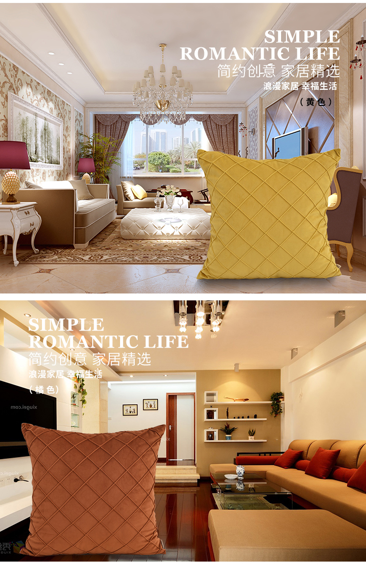 Mô hình sofa Bắc Âu hiện đại phòng mềm đóng gói giường gối bằng túi tinh khiết màu flannel vuông gối đệm gối gối để sofa