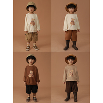 Young Yo-yo Boy Spring Loaded With Small Bear Printed Down Shoulders Clothing Breathable Pro-Skin 2022 New Fashion Foreign Air Children Blouses
