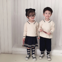 Youyou childrens clothing brothers and sisters British style Boys set College Style boys skirt childrens sports leisure two-piece set