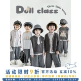 Детский трикотажный свитер, жилет, осенний кардиган для мальчиков, комплект, с вышивкой