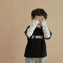 Young boy long sleeve T-shirt children Spring and Autumn new fake two pieces of children Base shirt tide Korean version of foreign style clothes