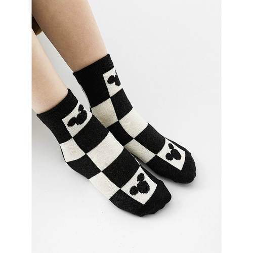 Шахматы подходит для мужчин и женщин, весенние комфортные гольфы, носки, тренд сезона, средней длины