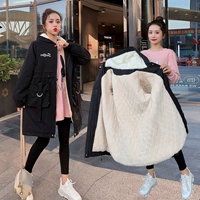 Длинная куртка для беременных, демисезонный пуховик, средней длины, коллекция 2021, оверсайз, в корейском стиле