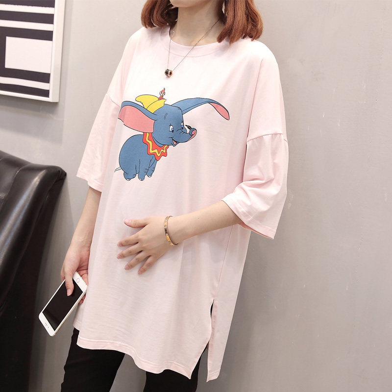 Pregnant woman T-shirt short sleeve cotton tops female summer long edition loose fashion style pregnant T-shirt pregnant woman summer dress