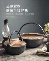 Old-fashioned Earth Top Pot Pot Pot stew cast iron camping nostalgic iron pot Tujia 34cm iron tripod multi-purpose