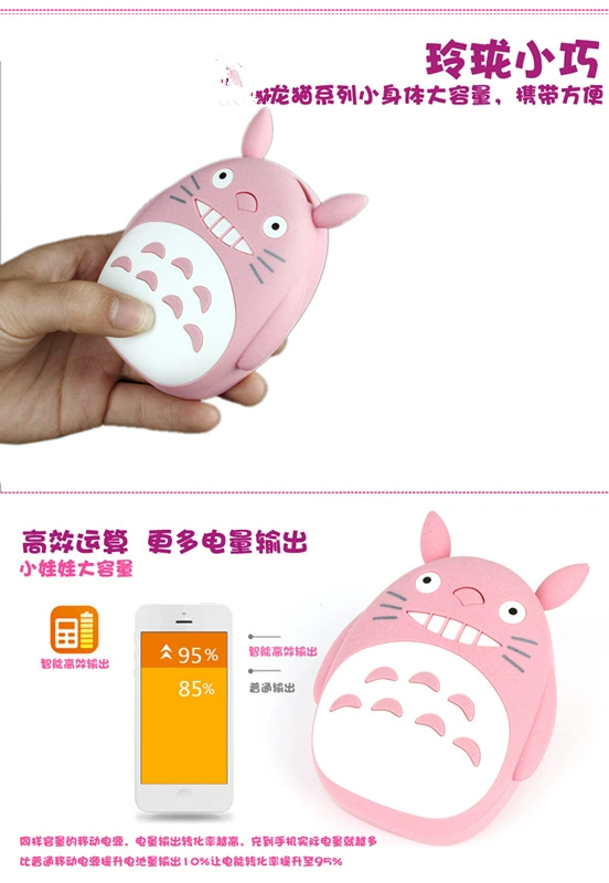 Phim hoạt hình Totoro nữ dễ thương Điện thoại di động 12000 mAh Sạc điện thoại di động Phổ thông mini cá tính sáng tạo