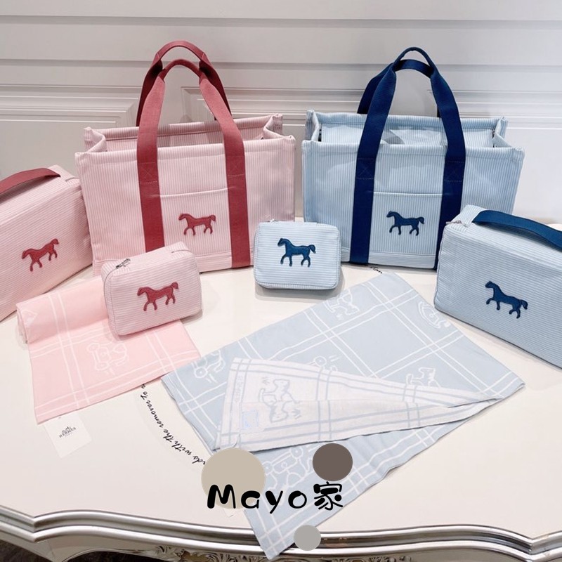 Mayo embroidery H-pony capacities mommy bag circus pattern diaper contains red blue stripes