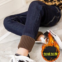 UK next kiss girl jeans 2020 Winter new Korean version Children foreign air thickened with velvety trousers