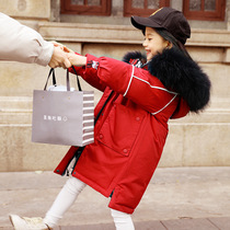Britains next kiss girls down suit for a long time 2021 new Korean version of childrens foreign air big fur collar thickened
