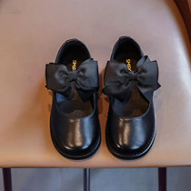UK Next Kiss Girl Princess Shoes 2021 Fall New Child Bow Tie Girl Genuine Leather Small Leather Shoes