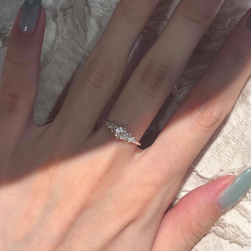 Moissanite Diamond Ring for Women, Couple Rings, Sterling Silver Pair, Light Luxury Berlin Love Letter Simulated Diamond Engagement Ring Gift