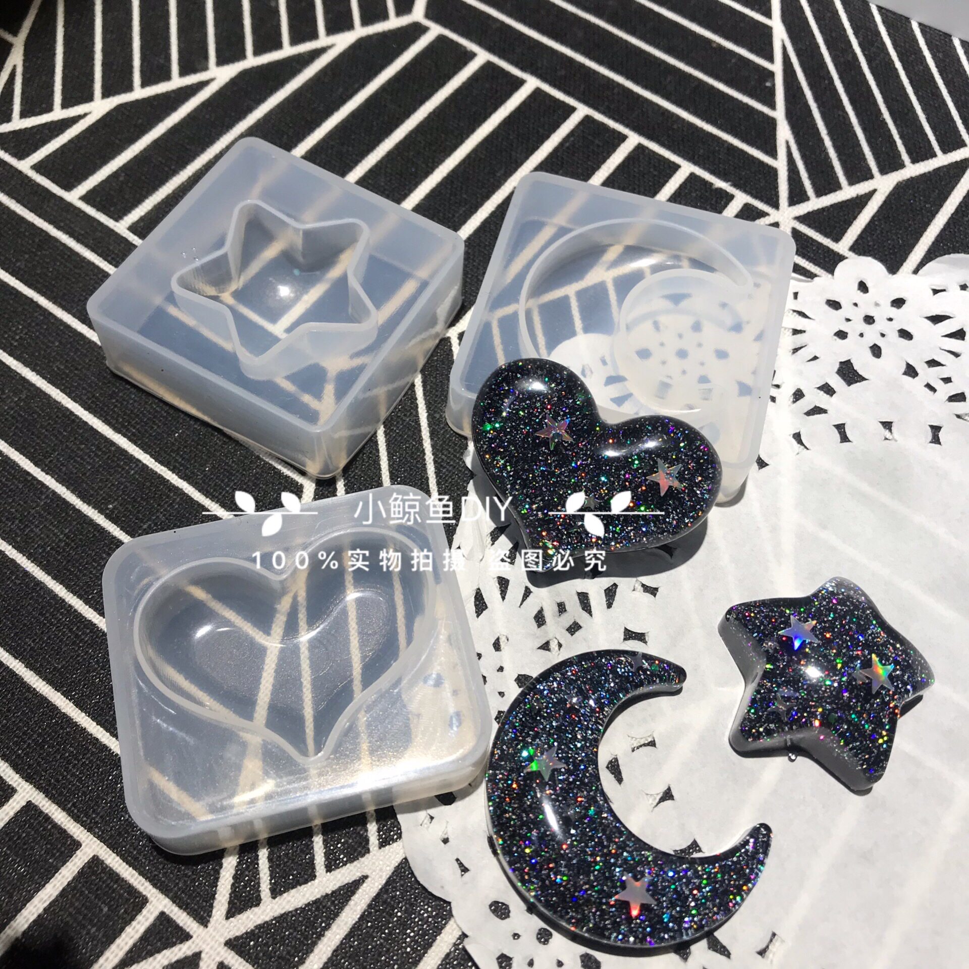 Small whale diy three-dimensional five-pointed star silicone mold drop glue pendant star moon love mirror mold