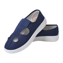 Anti-static four-hole shoes Dust-free thickened PU thickened blue and white canvas four-eye shoes Labor insurance workshop mens and womens factory shoes