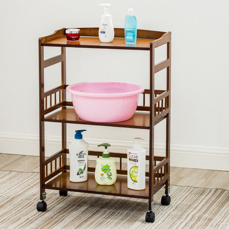 Dining cart wine water tea water truck kitchen shelf ear picking shop storage beauty salon trolley solid wood tool car bamboo