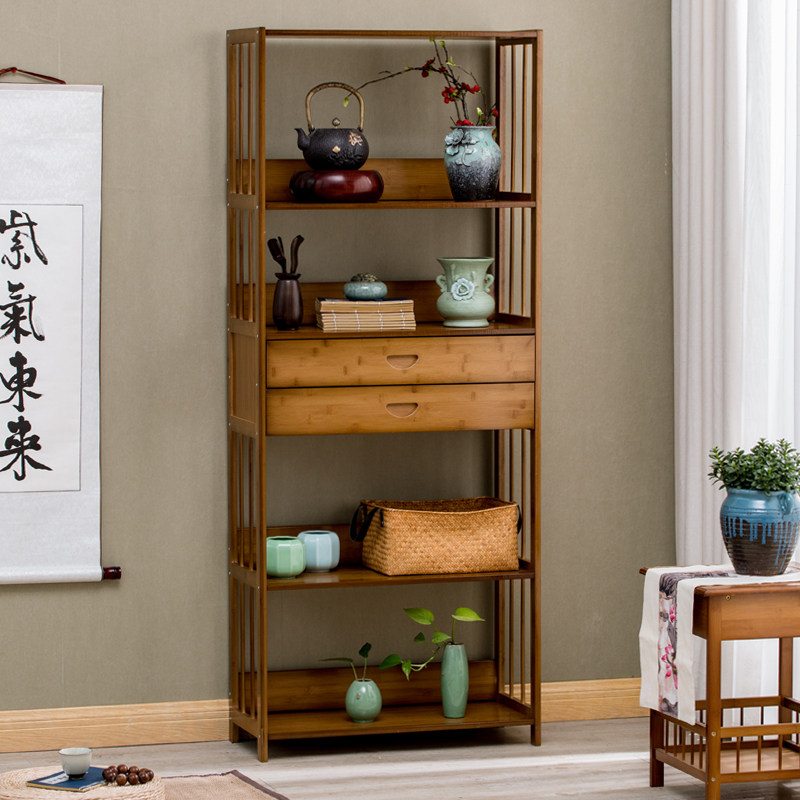 Simple Bookshelf Brief Modern Creative Combo Bookcase Bogu Shelf Solid Wood Chinese Style Floor Living Room Shelf Home