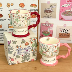 Birthday Gift for Girls, Niche Underglaze Color Mug, High-Value Cup, Ceramic Souvenir, Couple's Water Cup for Home Use