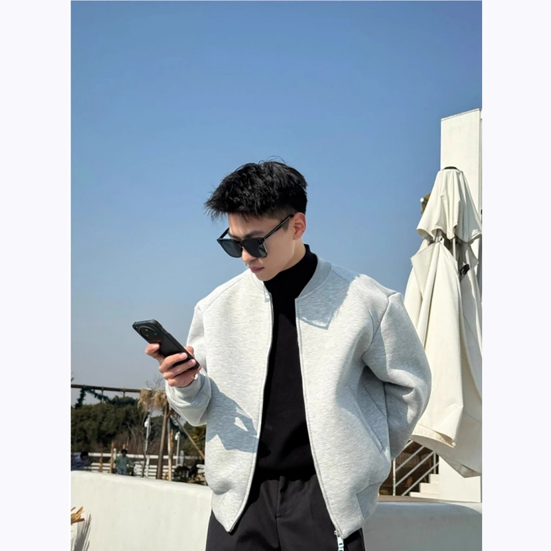 Korean Uamtor Men's New Autumn Air Layer Jacket Trendy Brand Double Zipper Sweatshirt Men's American Baseball Jacket