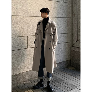 Korean Uamtor High-End Cthulhu British Style Trench Coat for Men, Autumn and Winter Mid-Length Over-The-Knee Korean Style Trendy Coat