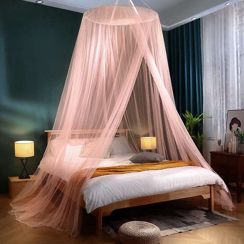 Suspended ceiling-type round mosquito net home princess single door 1 m 2 free installation net celebrity palace-style yarn net easy to disassemble and wash