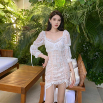 nicky lace lace sexy outerwear dress womens summer long-sleeved French bag hip temperament ladies new style