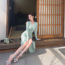 nicky high-end tea break French temperament foreign style thin long-sleeved dress 2022 spring and autumn long skirt gentle wind