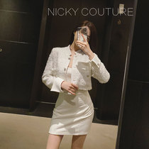 nicky white tweed short coat female spring and autumn small fragrant wind casual fashion short woolen top
