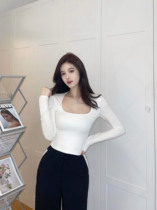 nicky white u-neck knitted top coat long-sleeved T-shirt womens summer thin section all-match foreign style self-cultivation fashion