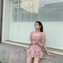 Limited time 3fold nicky American sweetheart 2021 New Age reduction small check temperament dress dress women fashion two-piece set