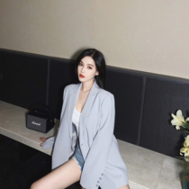 nicky private server DU home European station loose gray casual suit jacket female spring and autumn Korean version of British style temperament
