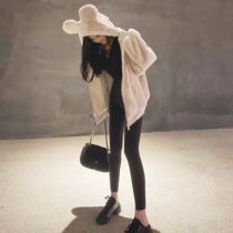 nicky denim black technology hip belt black leggings womens spring and autumn outer wear tight and thin high waist abdomen