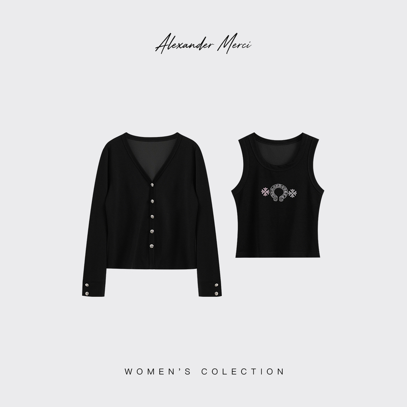 Anqing Lovely【Cro·Business Trip Jacket/Vest】Roman Hoof Rhinestone Top for Women D26T61222 Anqing Lovely【Cro·Business Trip Jacket/Vest】Roman Hoof Rhinestone Top for Women D26T61222