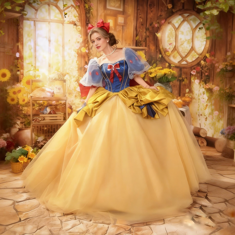 Heavy-Duty Snow White Cosplay Costume Adult Women's Dress Disney Outfit Annual Meeting Yue Xi Bubble