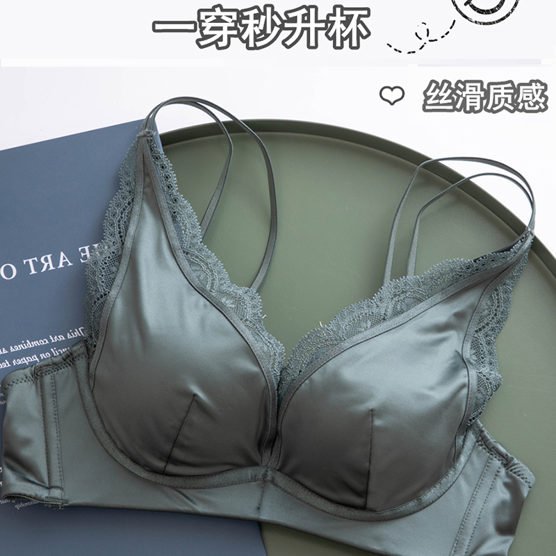 Lindwear girl gathers summer steelless ring thickening flat chest and adjusts sexy lace beauty back French chest