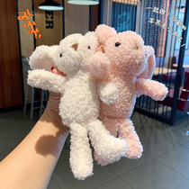 Lamb hair rabbit Keychain Car Key piece ins cute cartoon hanging couple bag doll hanging jewelry