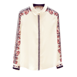 高级感复古印花长袖衬衫女士2025早春新款设计感小众上衣洋气衬衣