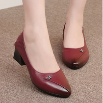 Wine Red jie hun xie surest shoes soft middle-aged shoes chunky-heel wedding mothers shoes wedding wedding po po xie