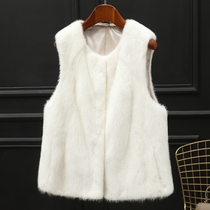 Mink coat female horsecoat short - cut fur pen ferret fur - coat 2022 autumn and winter new vest round white