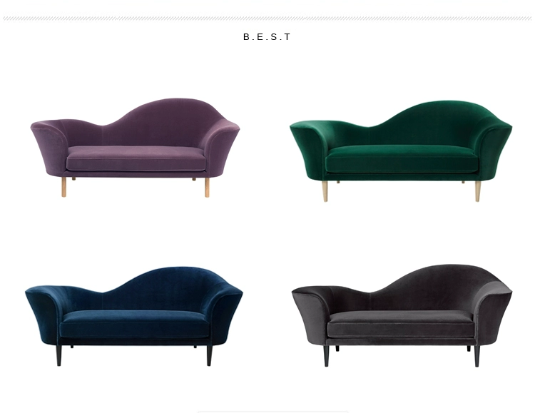 Đan Mạch thiết kế nội thất Bắc Âu nhung đơn giản sofa nhỏ đôi thời trang hình sofa giải trí chaise longue