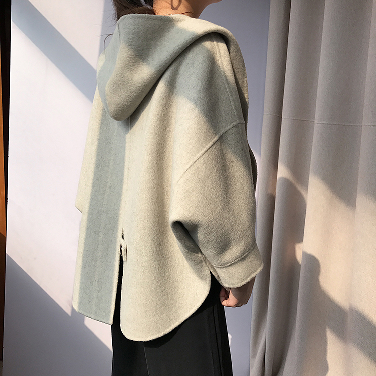 2018 mới mùa thu và mùa đông áo khoác cashmere hai mặt Phiên bản Hàn Quốc của hồ sơ áo choàng ngắn đoạn len nhỏ áo len nữ quần áo - Accentuated eo áo mẫu áo dạ nữ đẹp 2020