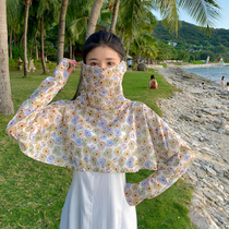 Summer driving and riding sun protection mask veil mask womens thin ice silk shawl full face neck protection integrated UV protection