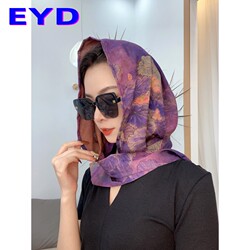 Spring and Summer New Style Headscarf Hat with Hooded Shawl for Women, Travel Sun Protection Scarf, Versatile Printed Ribbon Headscarf Hat