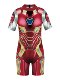 Children's Swimsuit Boys' Iron Man 3D One-Piece Swimsuit Boys' Short-Sleeved Sun Protection Quick-Drying Swimsuit for Middle and Large Children