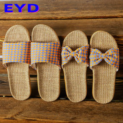 Linen Slippers Woven Straw Sandals for Women, Pure Linen Straw Japanese Home Use, Silent Indoor Retro Men's Linen Slippers for All Seasons