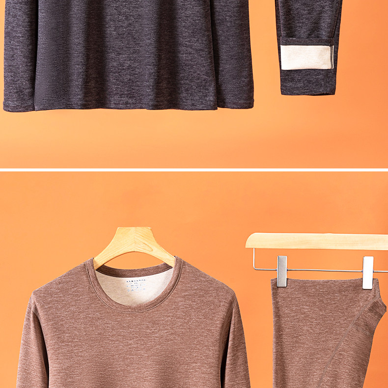 羊绒蚕丝德绒保暖内衣套装男士中高领加绒加厚发热秋衣秋裤男款冬详情26